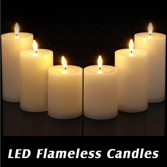 White flameless candles.  Set of six white LED with remote & timer. NWT - Picture 4 of 6